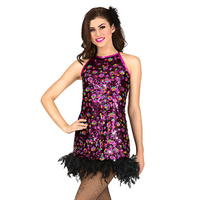 Sequin and Feather Shift Dress Set