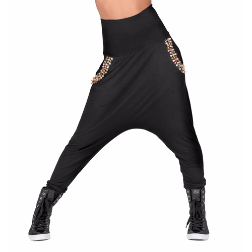 Spectacular studded harem pants (Colour: Black; Size: XSA)