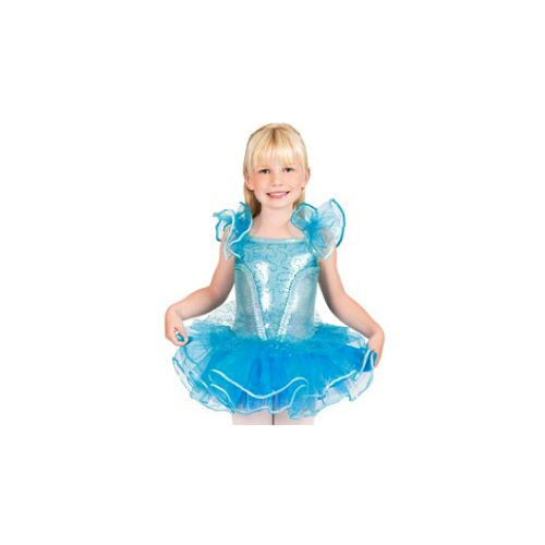 Flutter Sleeve Tutu Dress (Colour: Turquoise; Size: Child Extra Small)