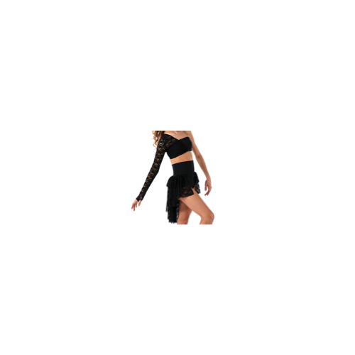 Lace Crop Top and Brief Set (Colour: Black; Size: MC)