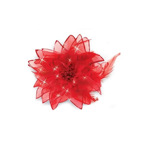 Feather Flower Clip (Colour: Red; Size: One Size)