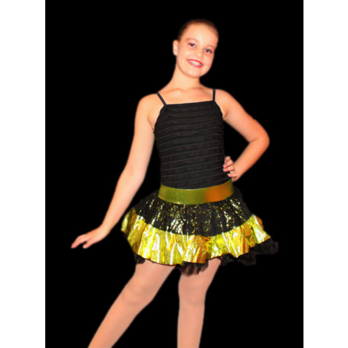 Camisole Pleated Dress (Colour: Black/Green; Size: LC)